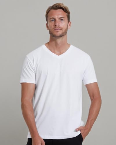 True Classic Mens V Neck T Shirts – Soft, Fitted Undershirts for Men Pack – Mens Undershirts – Cotton Blend, Tag-Free