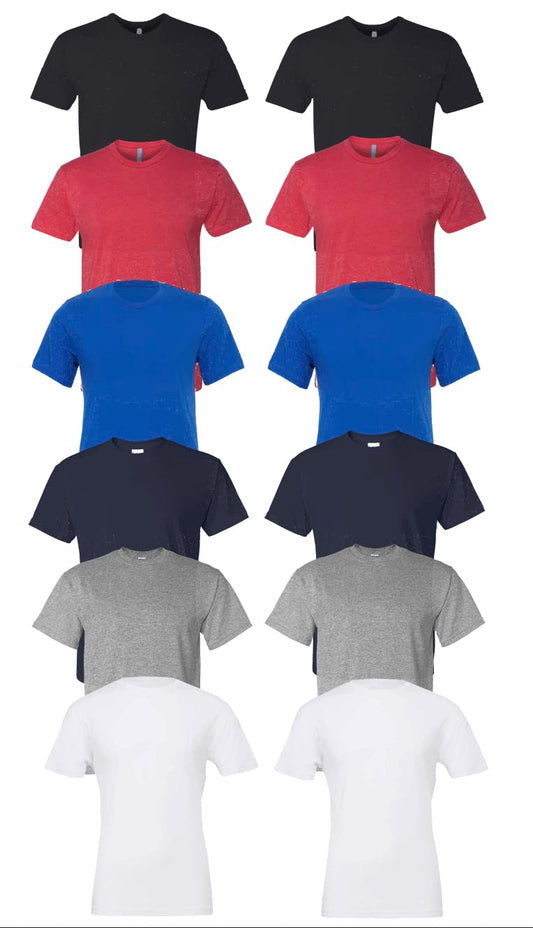 EVERYDAY TEES 12 Pack Mens Cotton Crew Neck Regular T-Shirts Bulk Short Sleeve Lightweight Tees Mix Colors