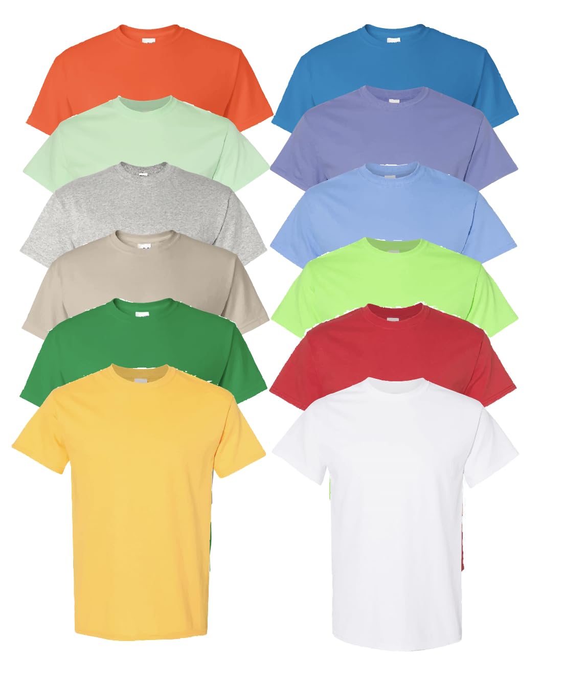 EVERYDAY TEES 12 Pack Mens Cotton Crew Neck Regular T-Shirts Bulk Short Sleeve Lightweight Tees Mix Colors