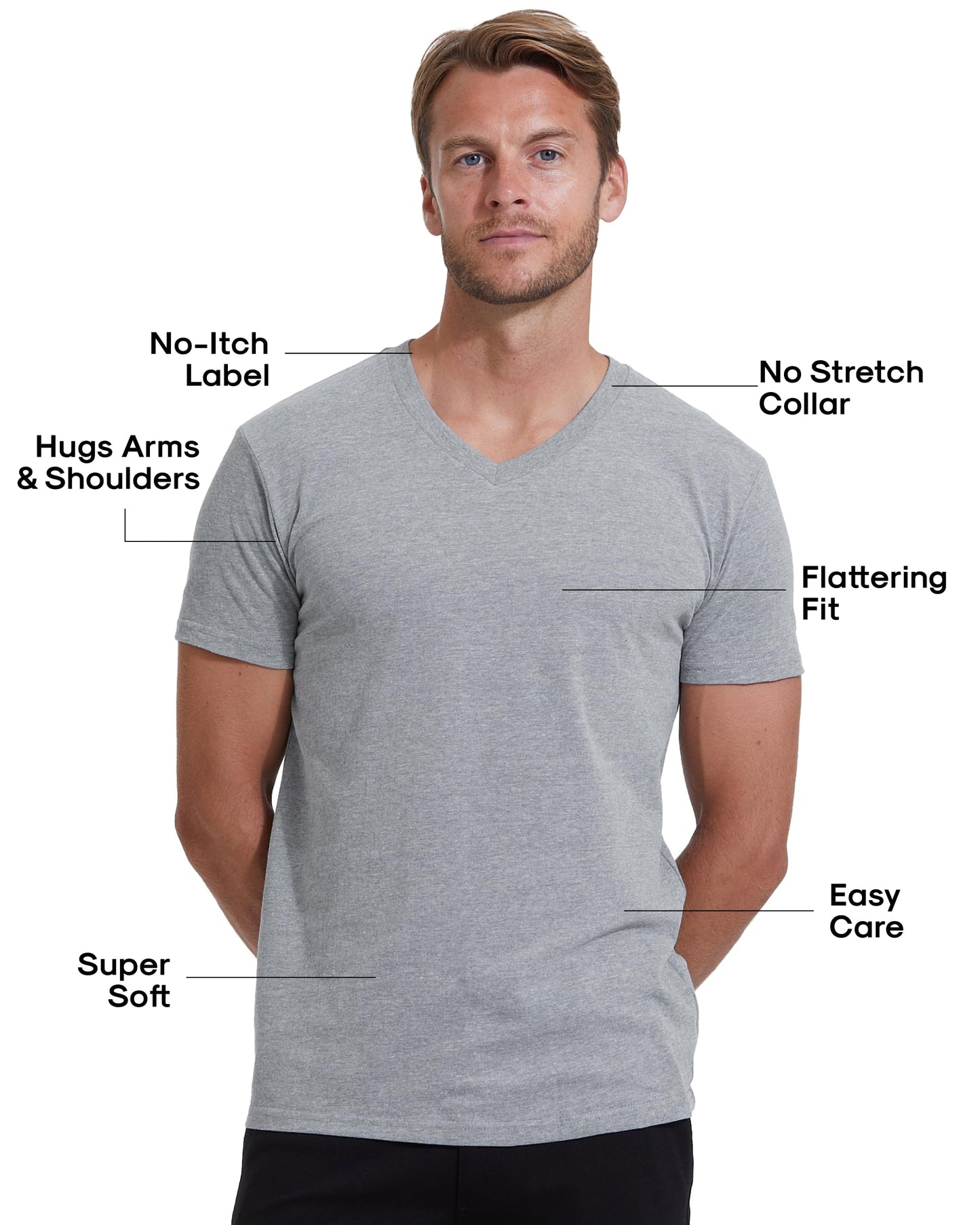 True Classic Mens V Neck T Shirts – Soft, Fitted Undershirts for Men Pack – Mens Undershirts – Cotton Blend, Tag-Free