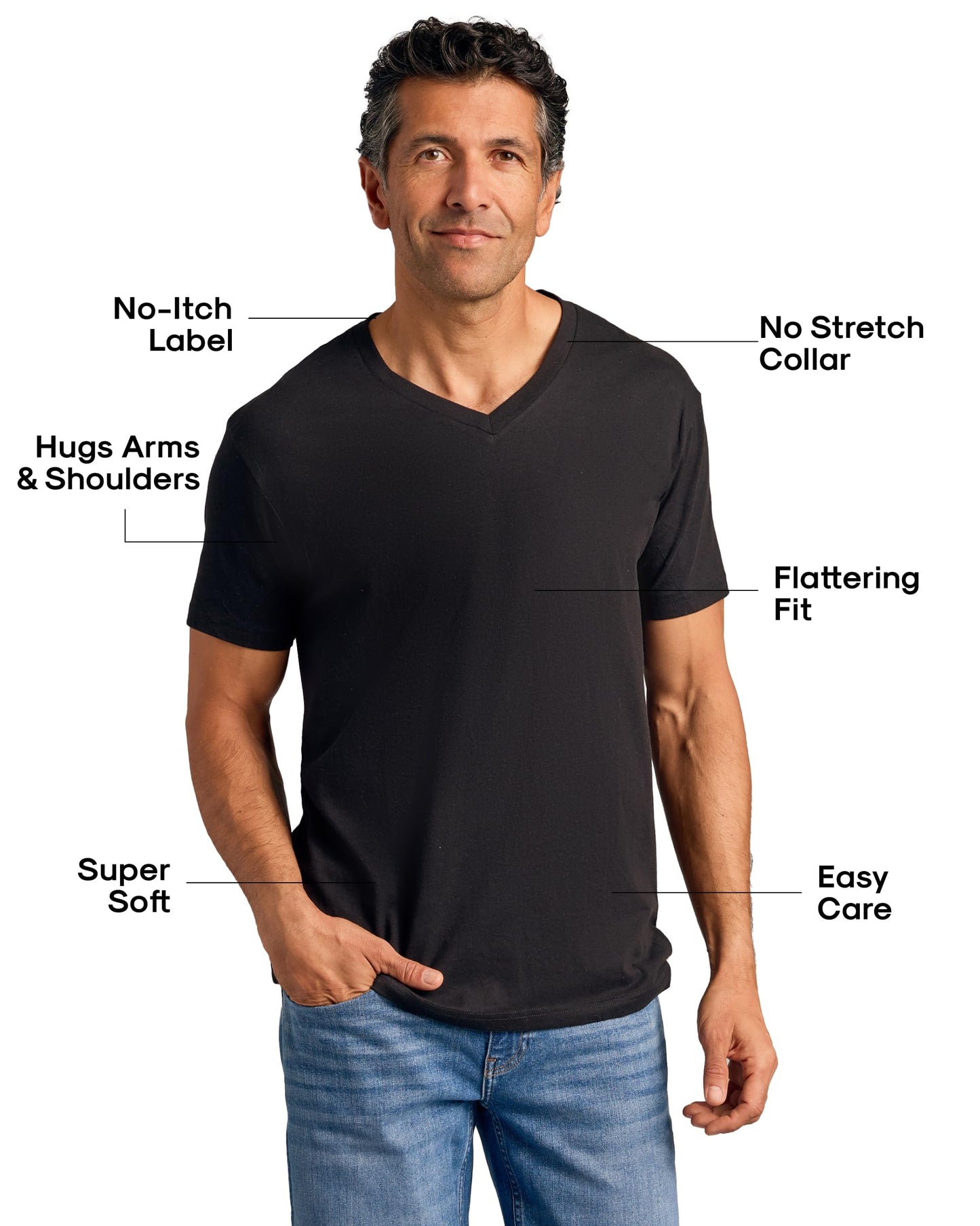 True Classic Mens V Neck T Shirts – Soft, Fitted Undershirts for Men Pack – Mens Undershirts – Cotton Blend, Tag-Free