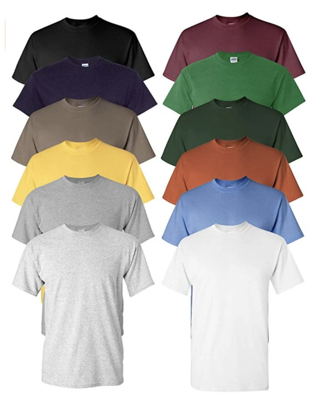 EVERYDAY TEES 12 Pack Mens Cotton Crew Neck Regular T-Shirts Bulk Short Sleeve Lightweight Tees Mix Colors