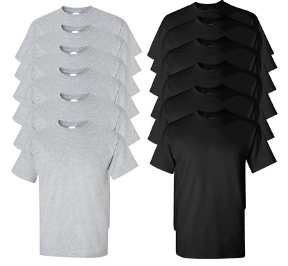 EVERYDAY TEES 12 Pack Mens Cotton Crew Neck Regular T-Shirts Bulk Short Sleeve Lightweight Tees Mix Colors