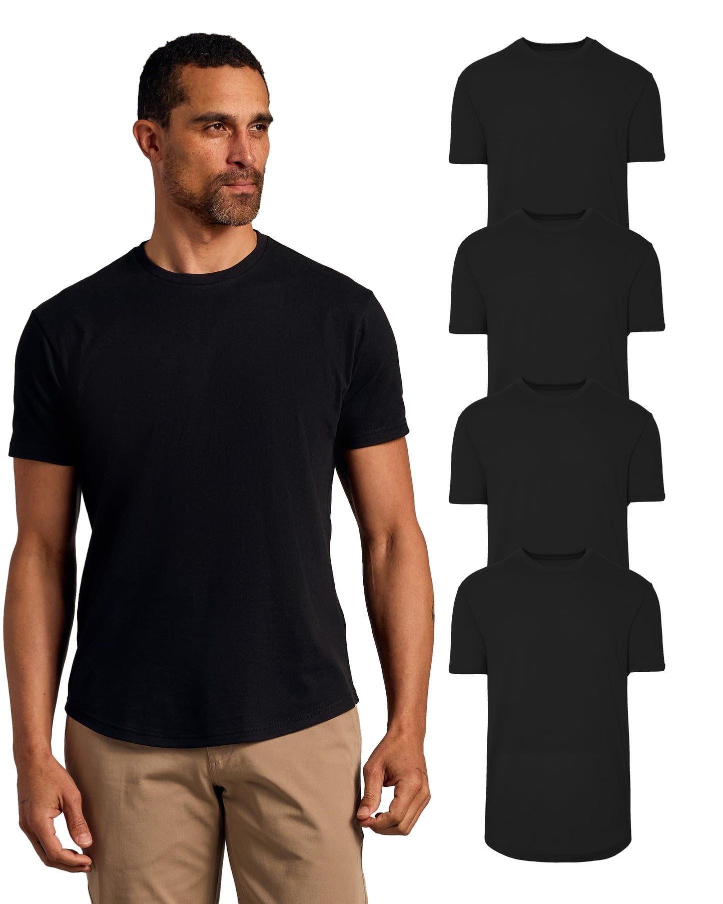 True Classic Mens T-Shirts – Curved Hem Tee Mens, Hipster Shirts for Men, Long Tail T Shirts for Man, Drop Cut Lounge/Sleep