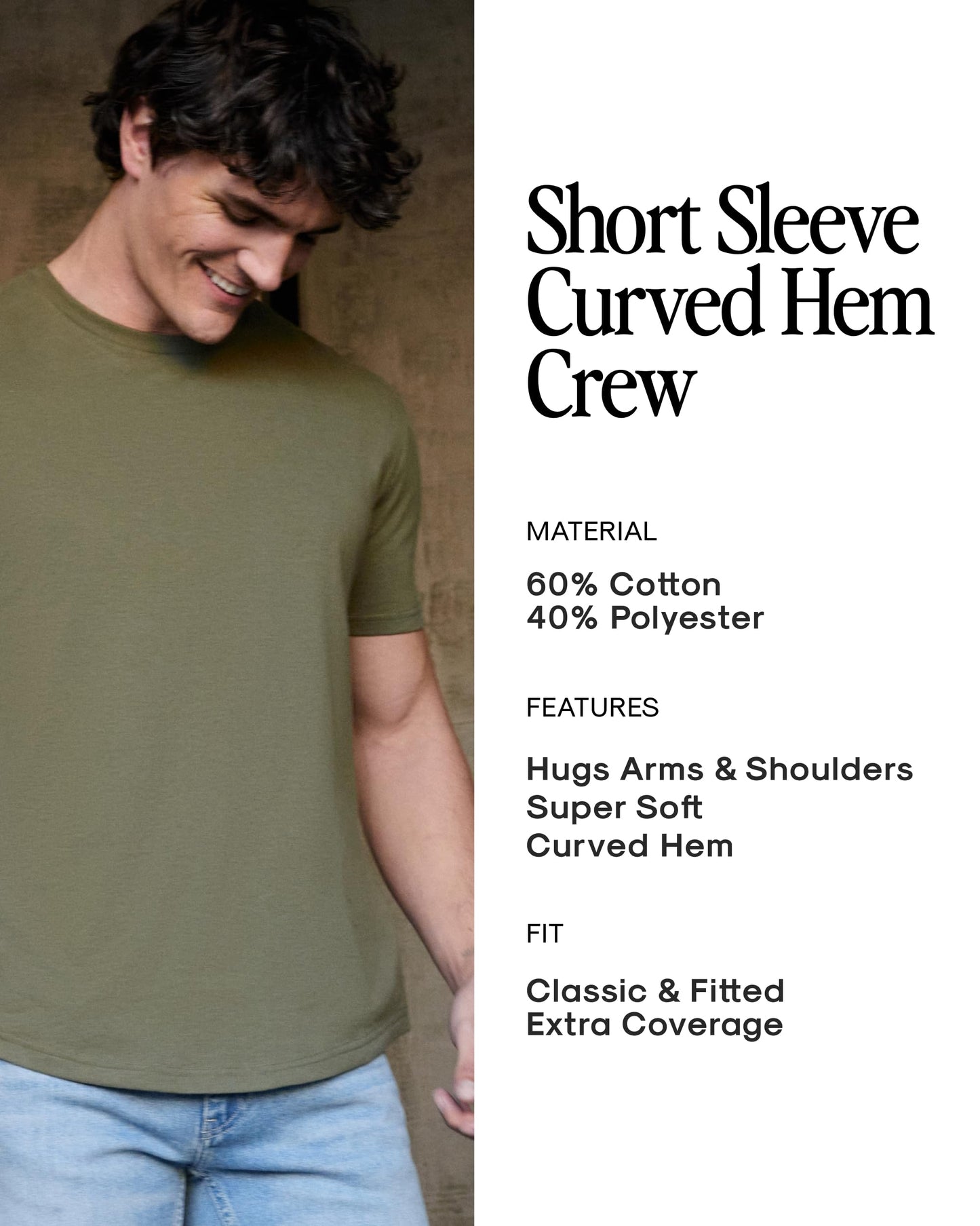 True Classic Mens T-Shirts – Curved Hem Tee Mens, Hipster Shirts for Men, Long Tail T Shirts for Man, Drop Cut Lounge/Sleep