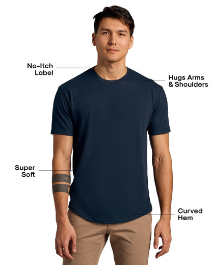 True Classic Mens T-Shirts – Curved Hem Tee Mens, Hipster Shirts for Men, Long Tail T Shirts for Man, Drop Cut Lounge/Sleep