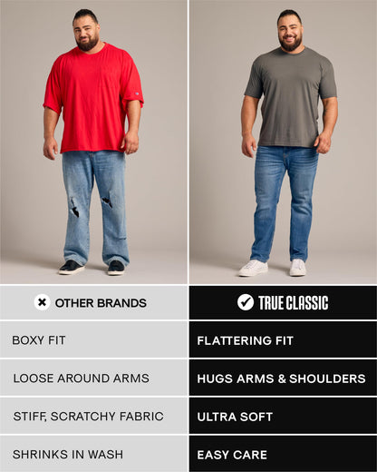 True Classic Mens T-Shirts – Curved Hem Tee Mens, Hipster Shirts for Men, Long Tail T Shirts for Man, Drop Cut Lounge/Sleep