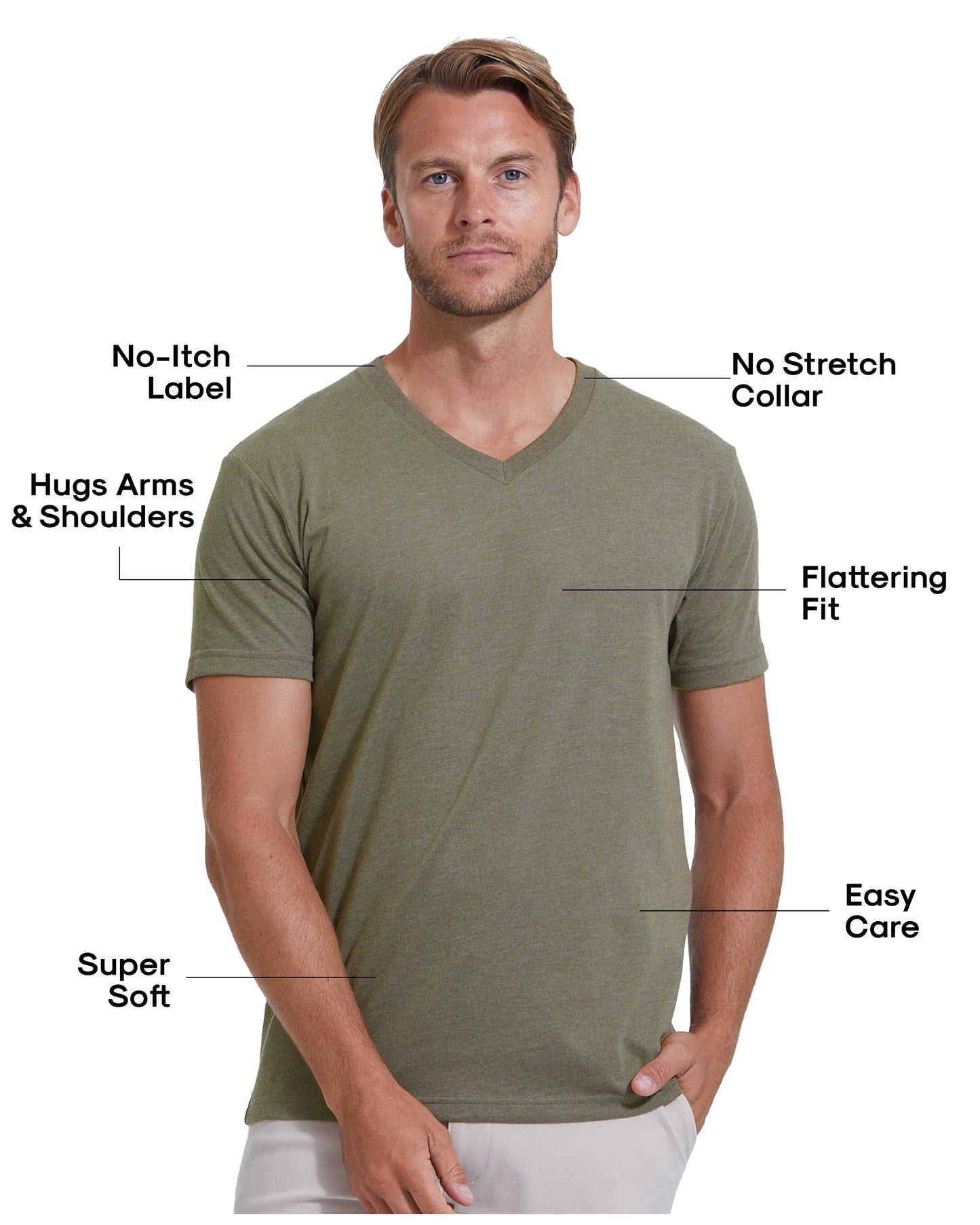 True Classic Mens V Neck T Shirts – Soft, Fitted Undershirts for Men Pack – Mens Undershirts – Cotton Blend, Tag-Free