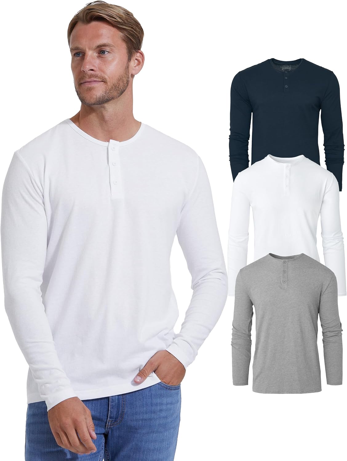 True Classic Long Sleeve Shirts for Men - Henley, Waffle & Crew Neck Long Sleeve T Shirt - Regular and Tall Thermal Shirts