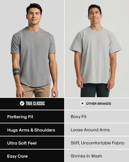 True Classic Mens T-Shirts – Curved Hem Tee Mens, Hipster Shirts for Men, Long Tail T Shirts for Man, Drop Cut Lounge/Sleep