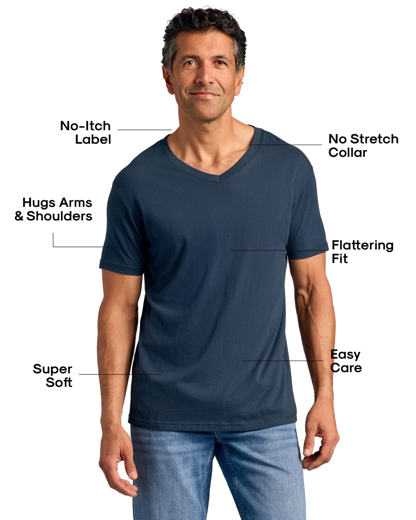 True Classic Mens V Neck T Shirts – Soft, Fitted Undershirts for Men Pack – Mens Undershirts – Cotton Blend, Tag-Free