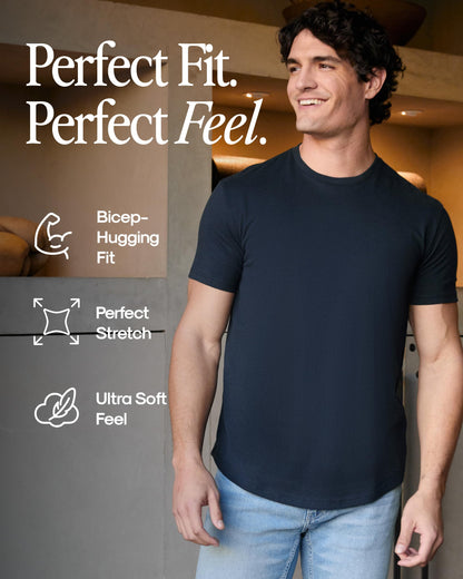 True Classic Mens T-Shirts – Curved Hem Tee Mens, Hipster Shirts for Men, Long Tail T Shirts for Man, Drop Cut Lounge/Sleep