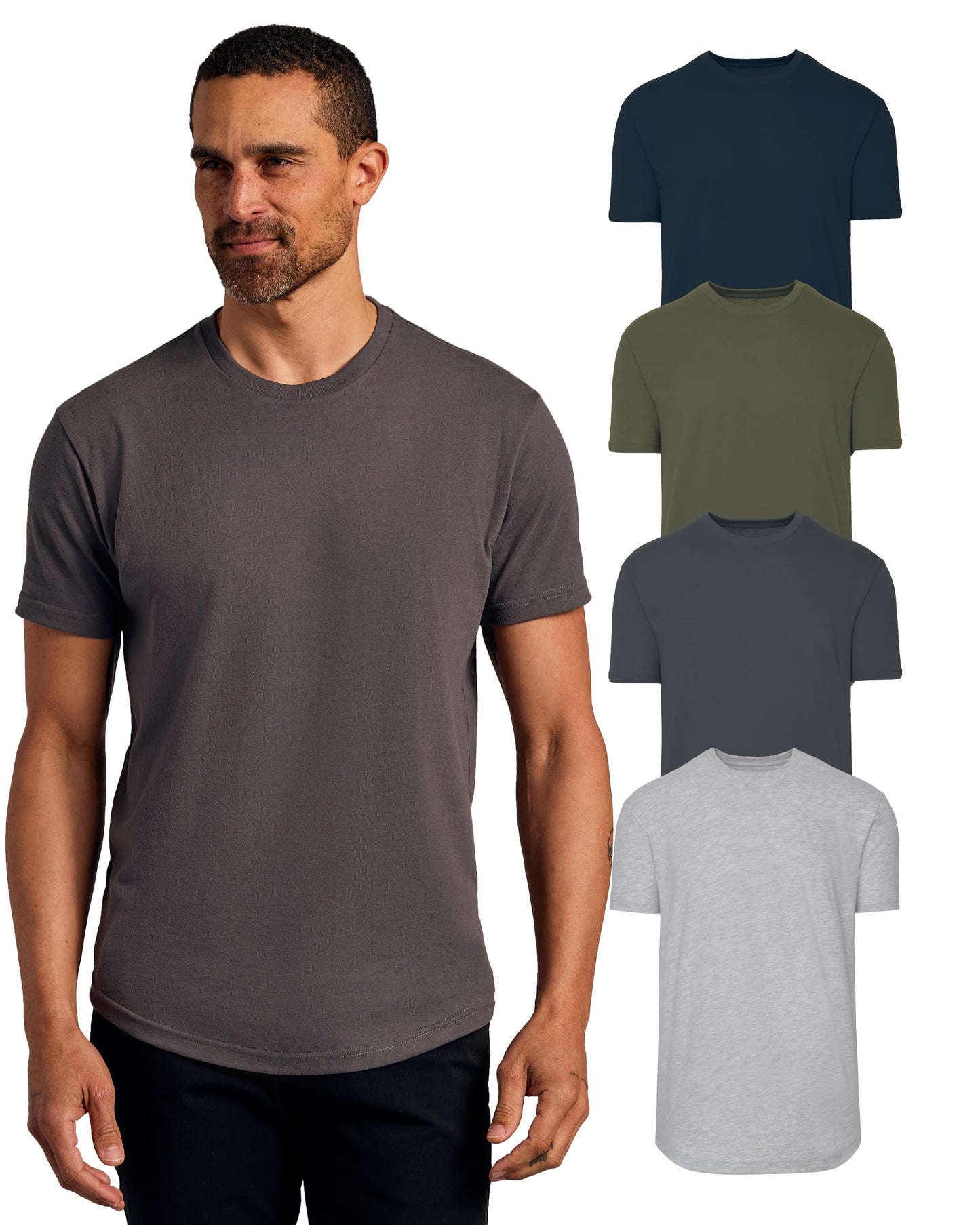 True Classic Mens T-Shirts – Curved Hem Tee Mens, Hipster Shirts for Men, Long Tail T Shirts for Man, Drop Cut Lounge/Sleep